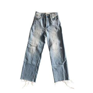 JUST BLACK Light Wash Distressed Wide Leg Jeans Size 24